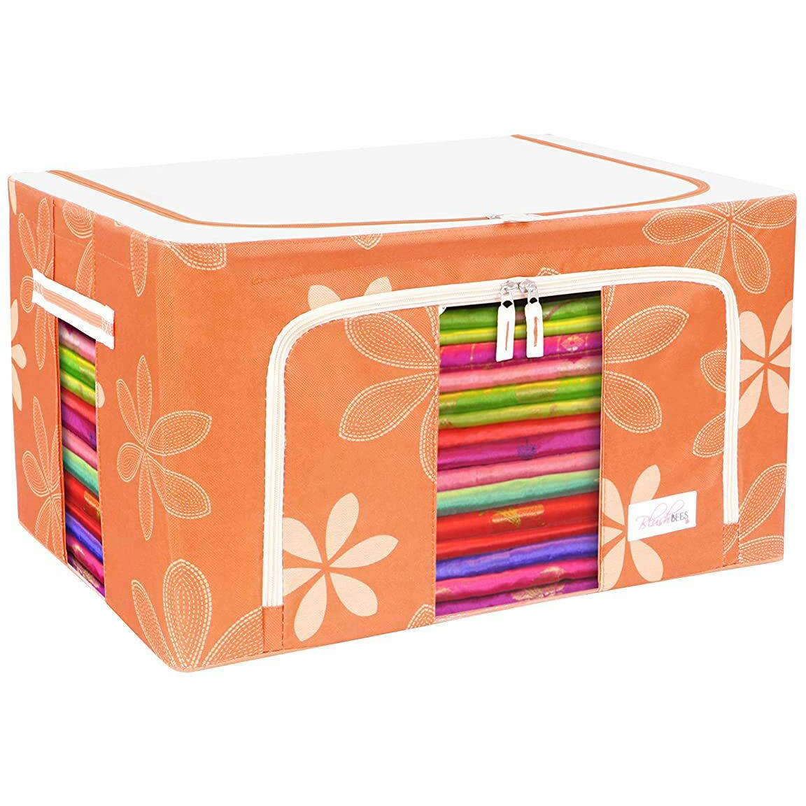 BlushBees Living Box - Storage Boxes for Clothes, Saree Cover - 55 Litre, Pack of 1, Orange
