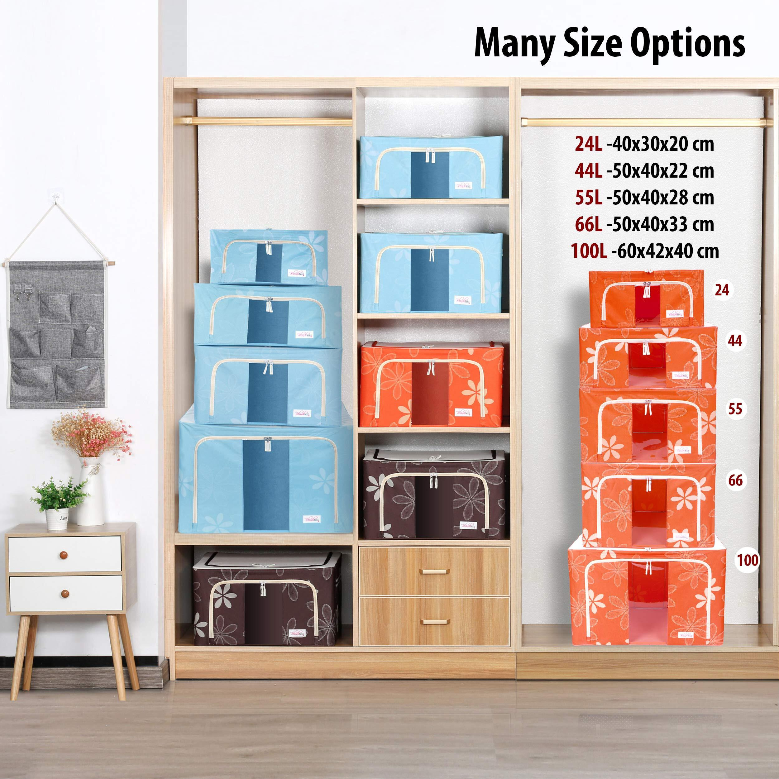 BlushBees Living Box - Storage Boxes for Clothes, Blanket Cover Bag - 100 Litre, Pack of 1, Orange