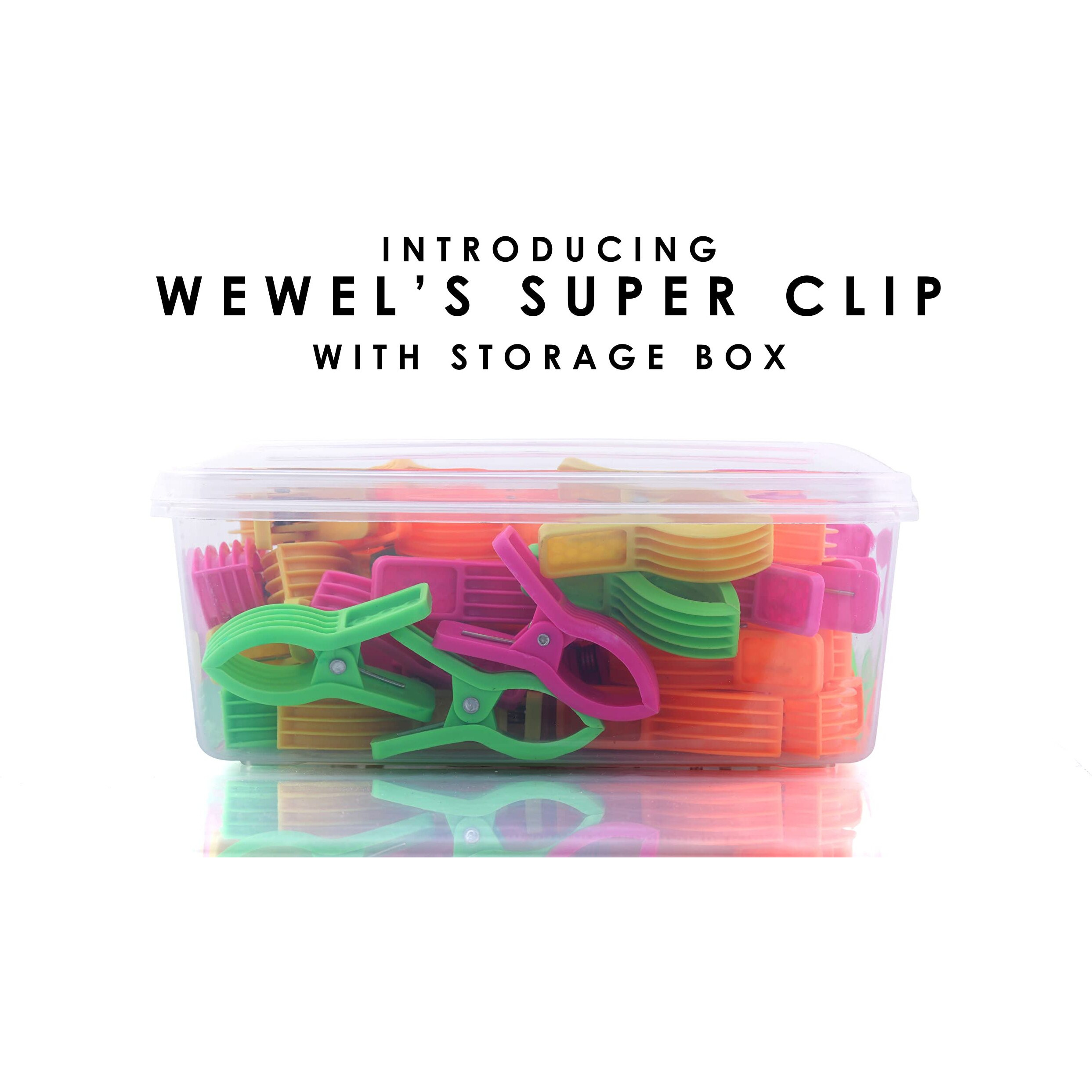 WEWEL RYNO Super Jumbo Plastic Clips Heavy-Duty Rust Free Pegs for Cloth Drying, Ideal for Hangers, Rods, Ropes, Towels, Cloths Clip Comes with Storage Box- 18 pc
