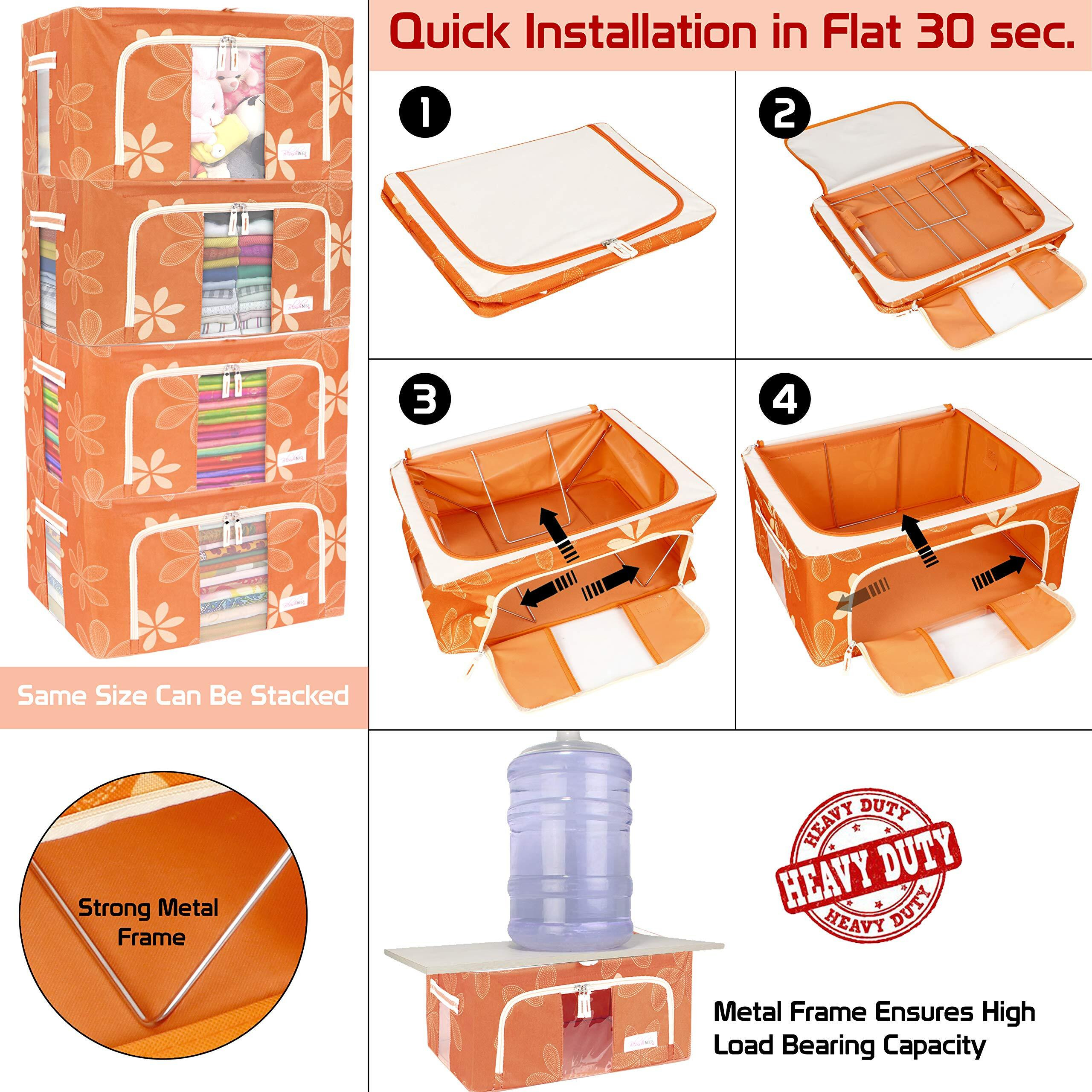 BlushBees Living Box - Storage Boxes for Clothes, Saree Cover - 55 Litre, Pack of 2, Orange