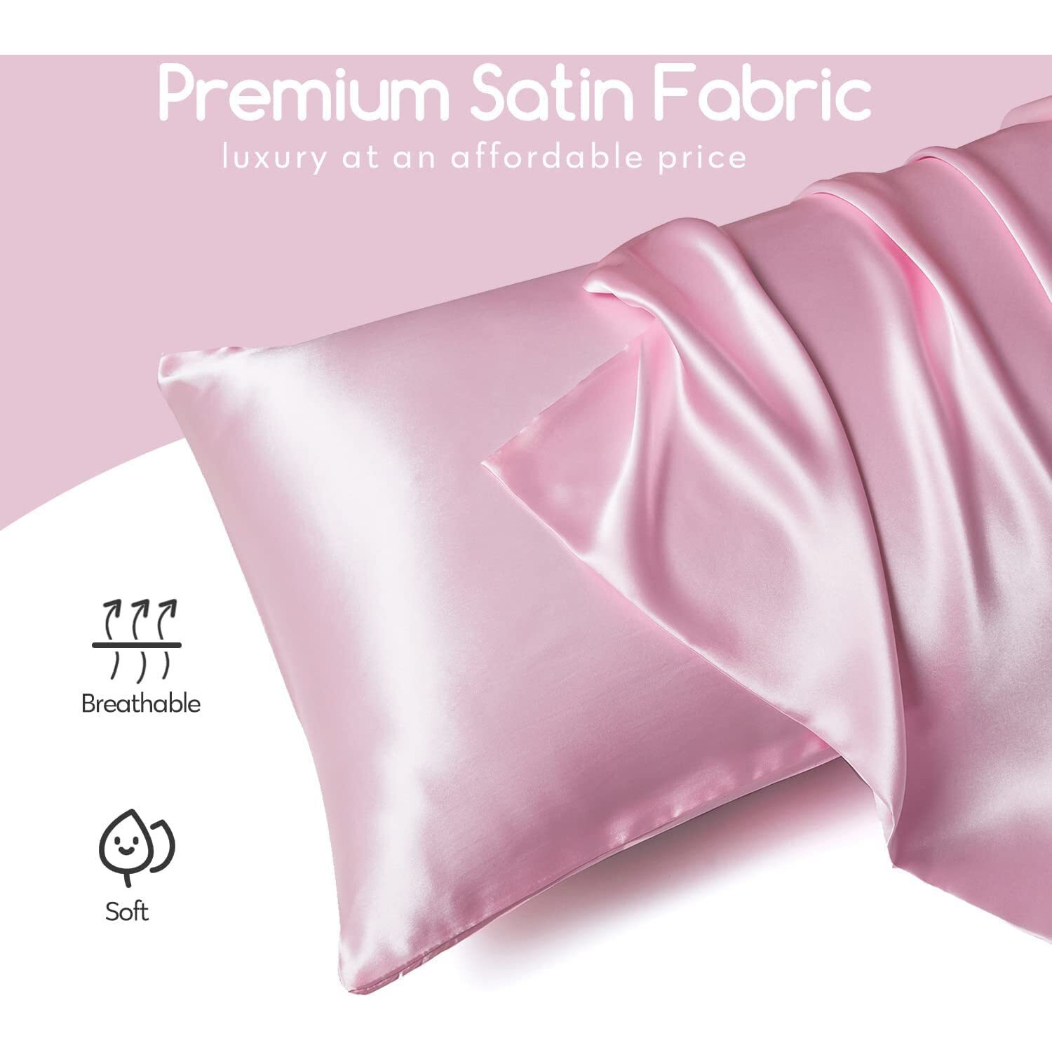 BHUMLO Satin Silk Pillow Covers for Hair | Satin Pillow Covers for Hair and Skin 2Pack | Silk Pillow Case (Pink)