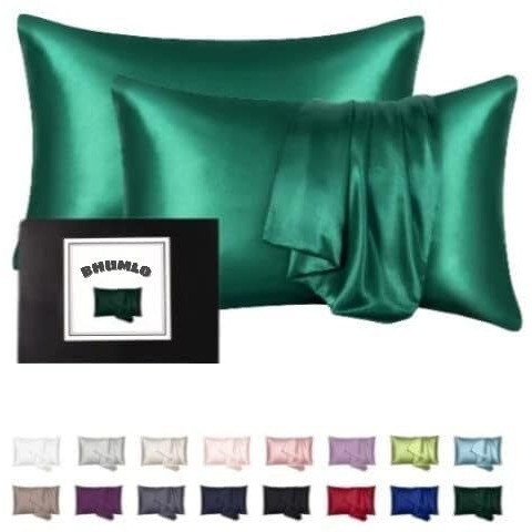 BHUMLO Satin Silk Pillow Covers for Hair | Satin Pillow Covers for Hair and Skin 2Pack | Silk Pillow Case (Green)