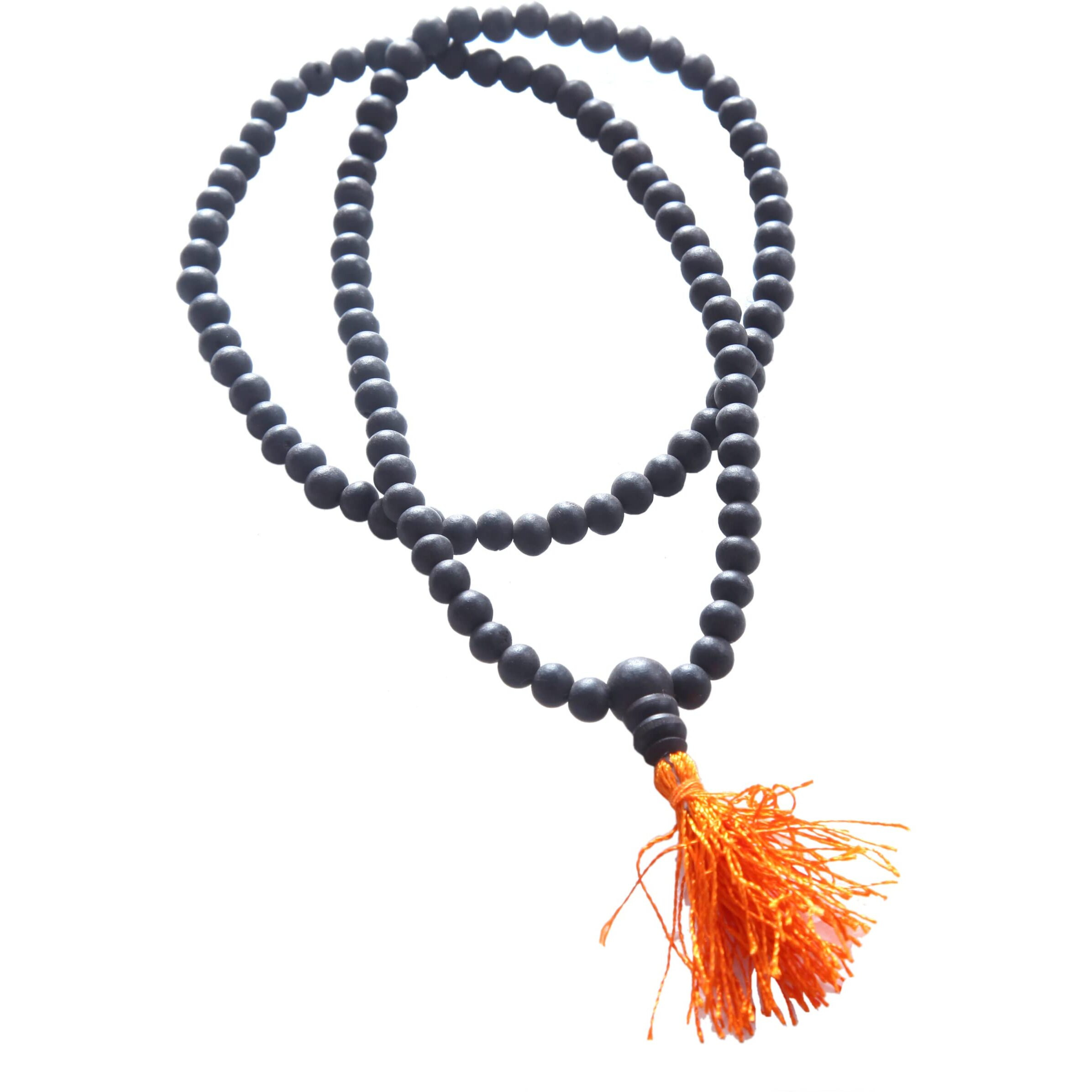 anciently 100% Natural Unpolished Karungali Malai Original | Karungali Malai 6mm - Natural Black Ebony Wood