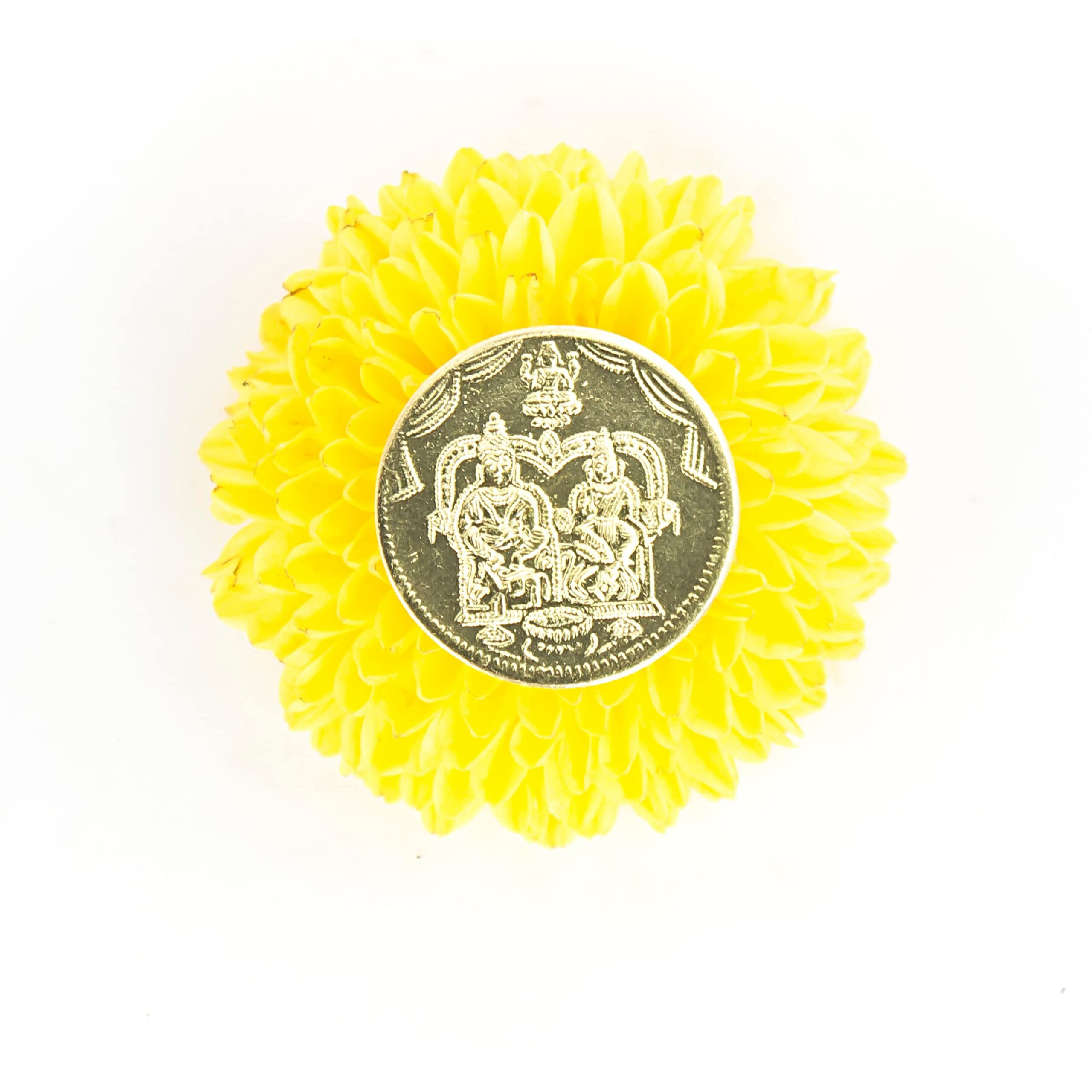 Anciently Lakshmi Kubera Coins 27 Nos Brass | Kubera Pooja Coins 27 Nos | Kubera Coins 27 Nos (Brass, 2.5 cm Diameter X 0.1 cm Thick) (Gold Colour)