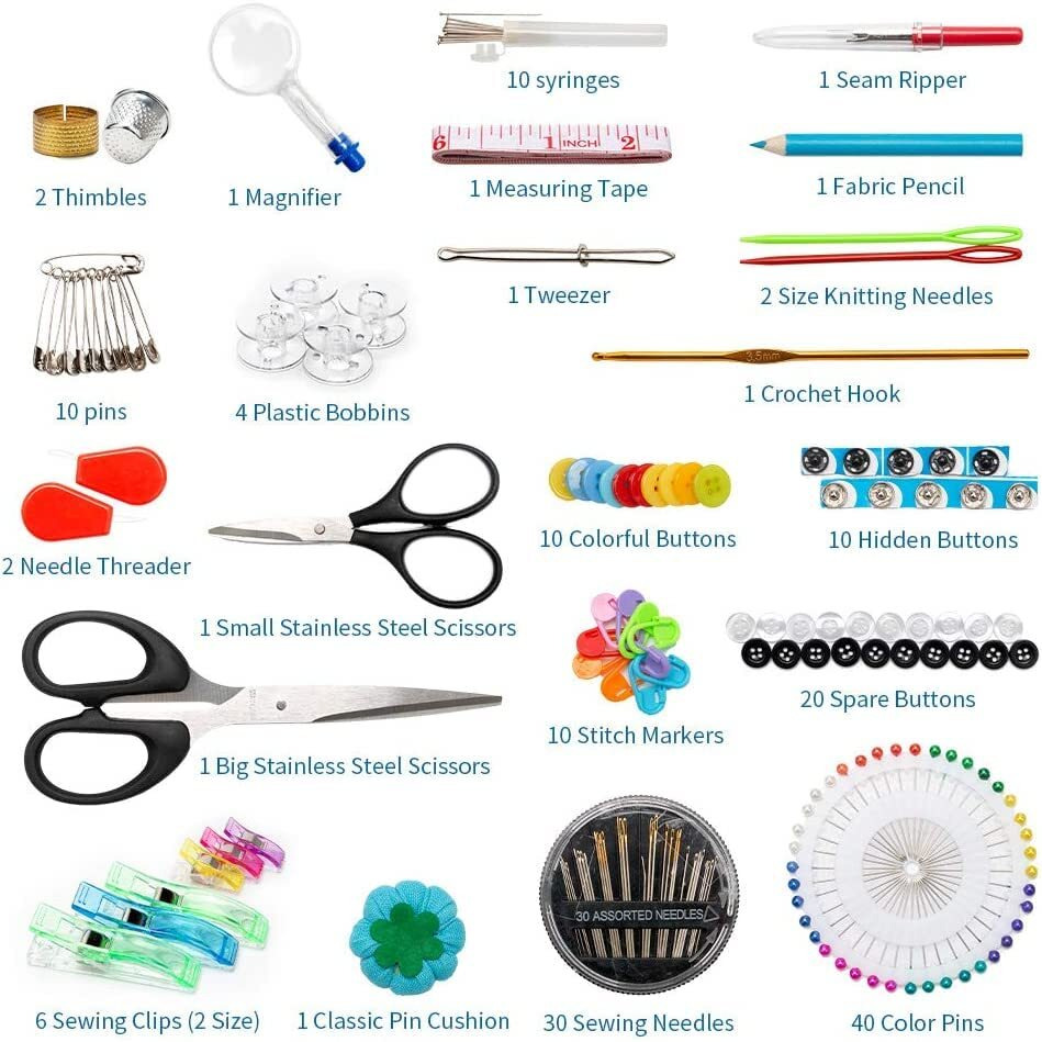FELTHOUSE 206 pcs Sewing Kit, Complete Sewing Kit Set - Thread Box, Tailoring Materials, Needle and Thread Box - Ideal Sewing Kit Box for Home Use. (New)