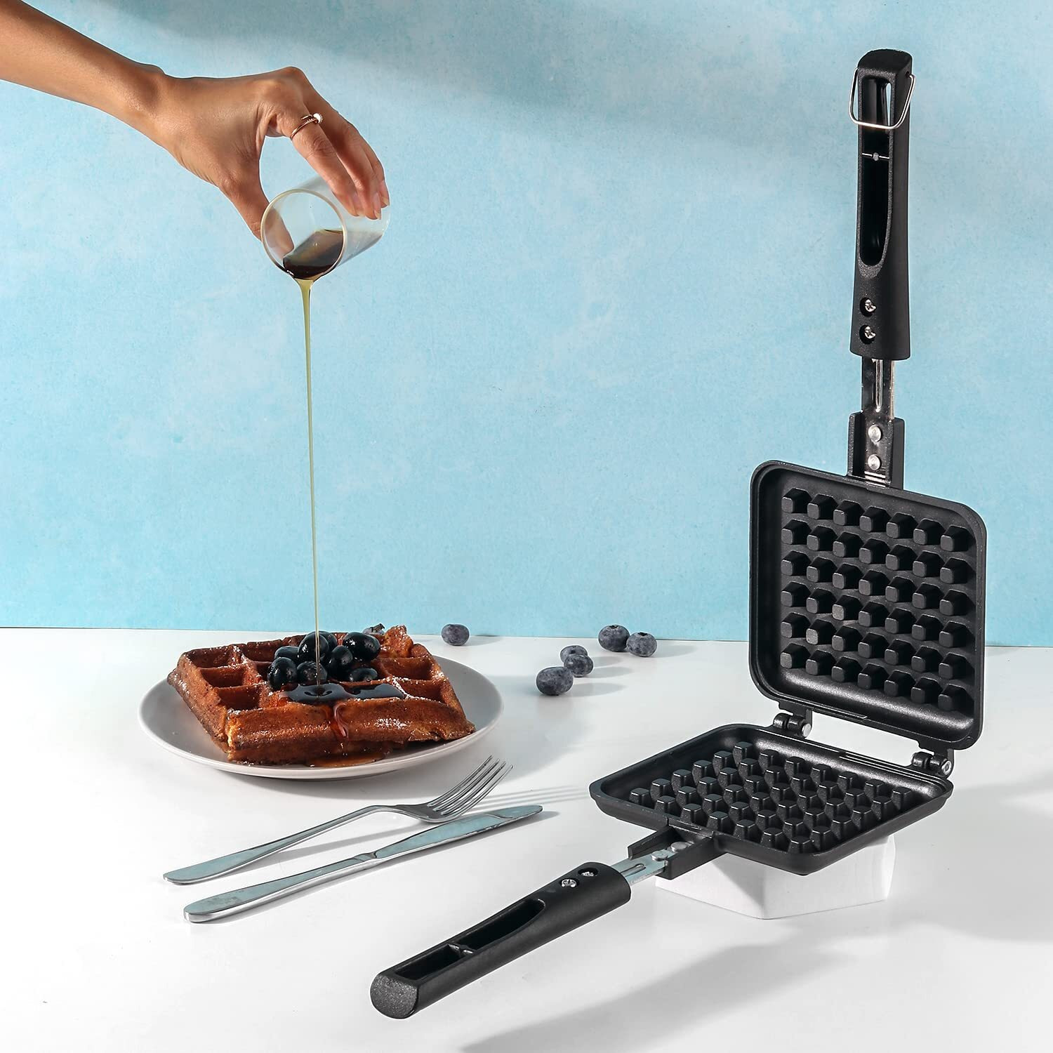 Vinod Zest Die Cast Aluminium Non Stick Waffle Maker | Waffle Pan Cake Maker Machine |Gas Base | 3 Layer Coating | Scratch Proof | 1 Year Warranty, 1000 Watts, Black