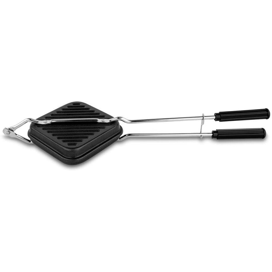 Orange Aluminium Grill Non Stick Toast Sandwich Maker With Free Nylon Tongs & Scrubber | Non Electric Grill Sandwich Maker | Gas Stove Compatible| Black, 1000 Watts