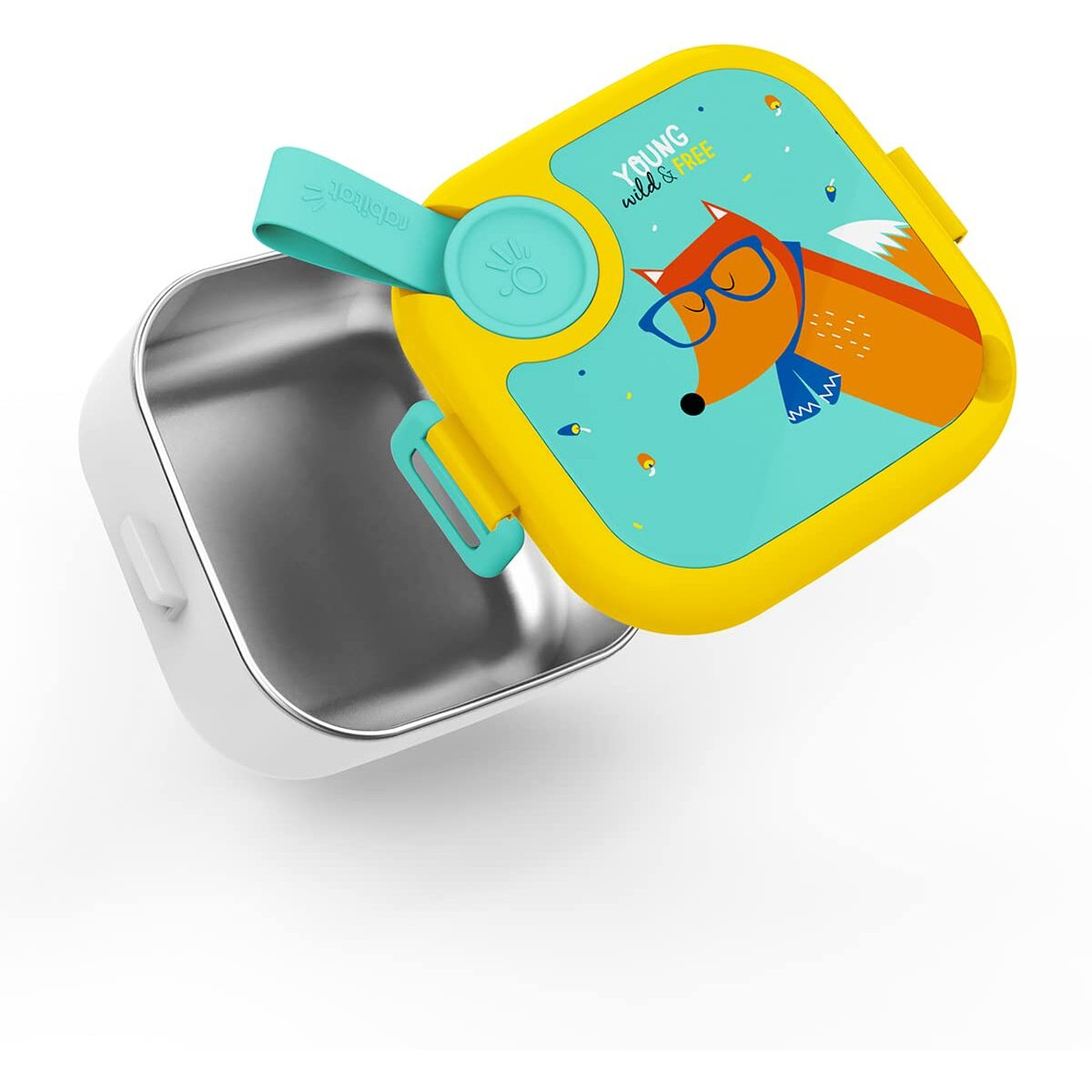 rabitat Lunchmate Mini Stainless Steel Lunch Box with Spoon | Airtight | Leakproof Snack Box/Tiffin Box for Kids/Toddlers/Infants to School/Picnic - 500 ML