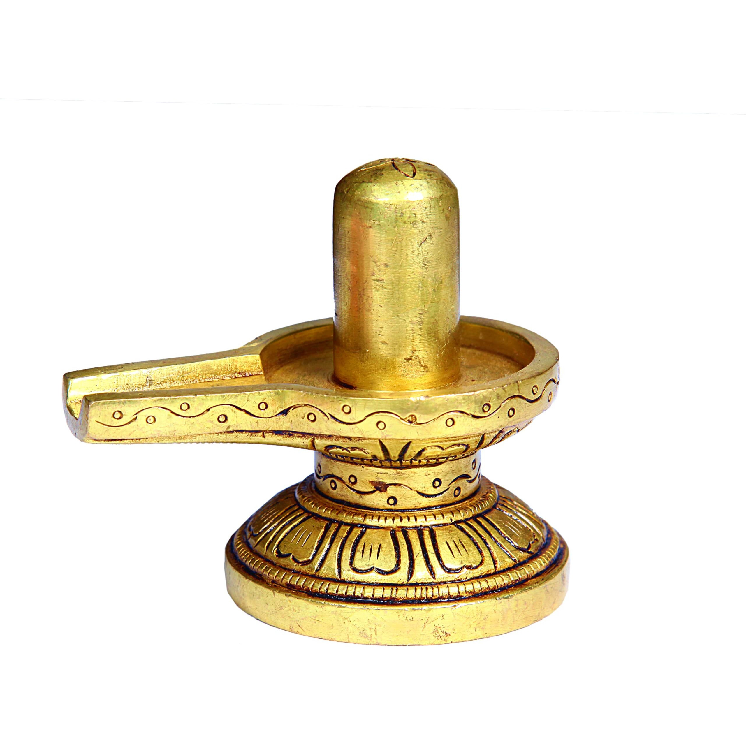 anciently Brass Shivling Mini | Mini Brass Shiva Lingam | Brass Sivalingam for Puja Mini | Shivling for Pooja Brass 5CM Height Brass Gold Colour 1 Piece