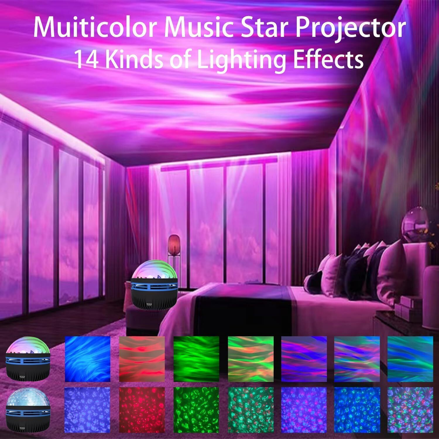 Eloxee Star Projector, Galaxy Light Projector with 14 Light Effects, Night Lights Aurora Projector for Kids Adults Room Decor, Bedroom,Game Rooms, Home Theater, Birthday, Party (Medium)