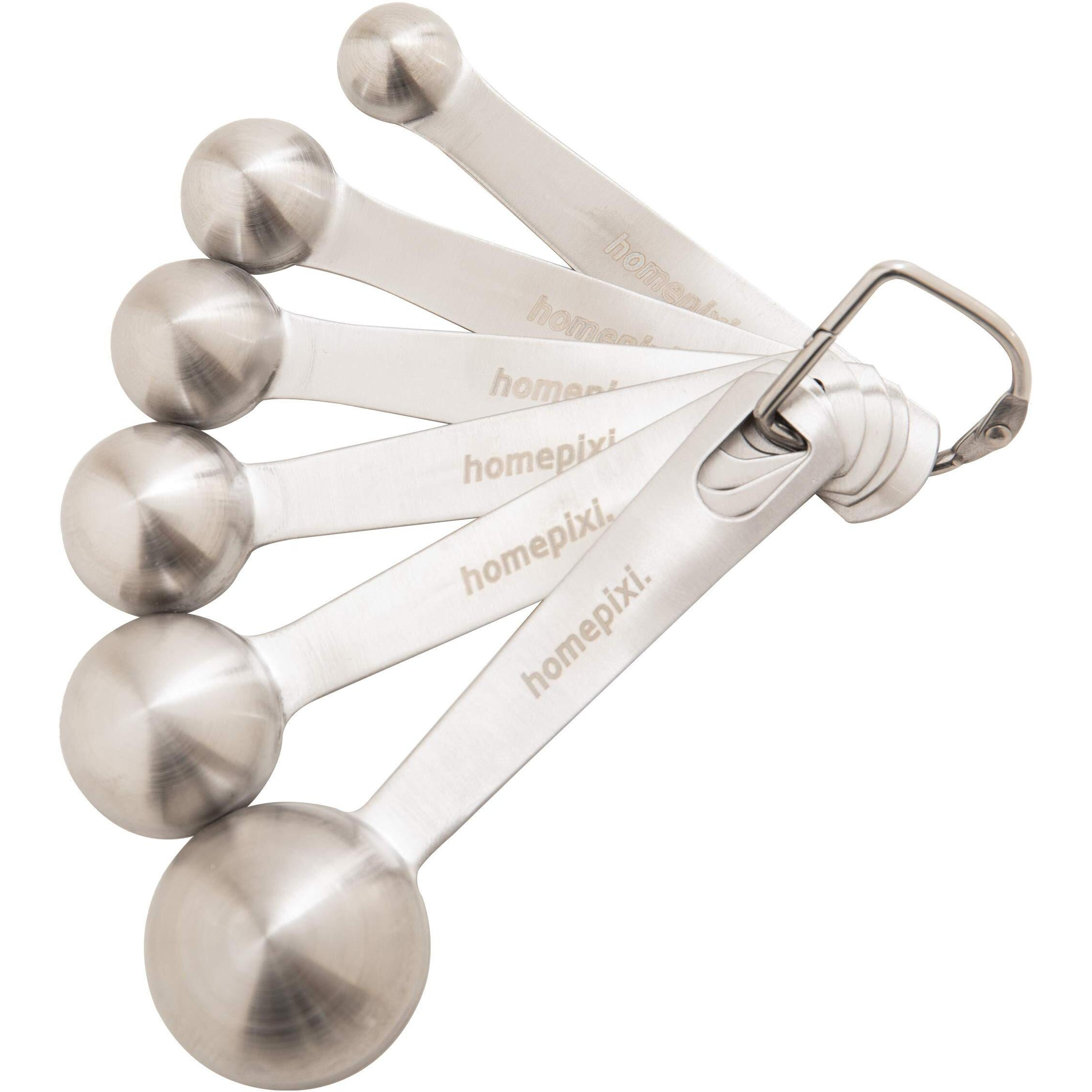 Homepixi Premium Stainless Steel Measuring Spoon Set (Set of 7), Premium Heavy Duty Metal Stainless Steel Measuring Spoons Set for Cooking and Baking