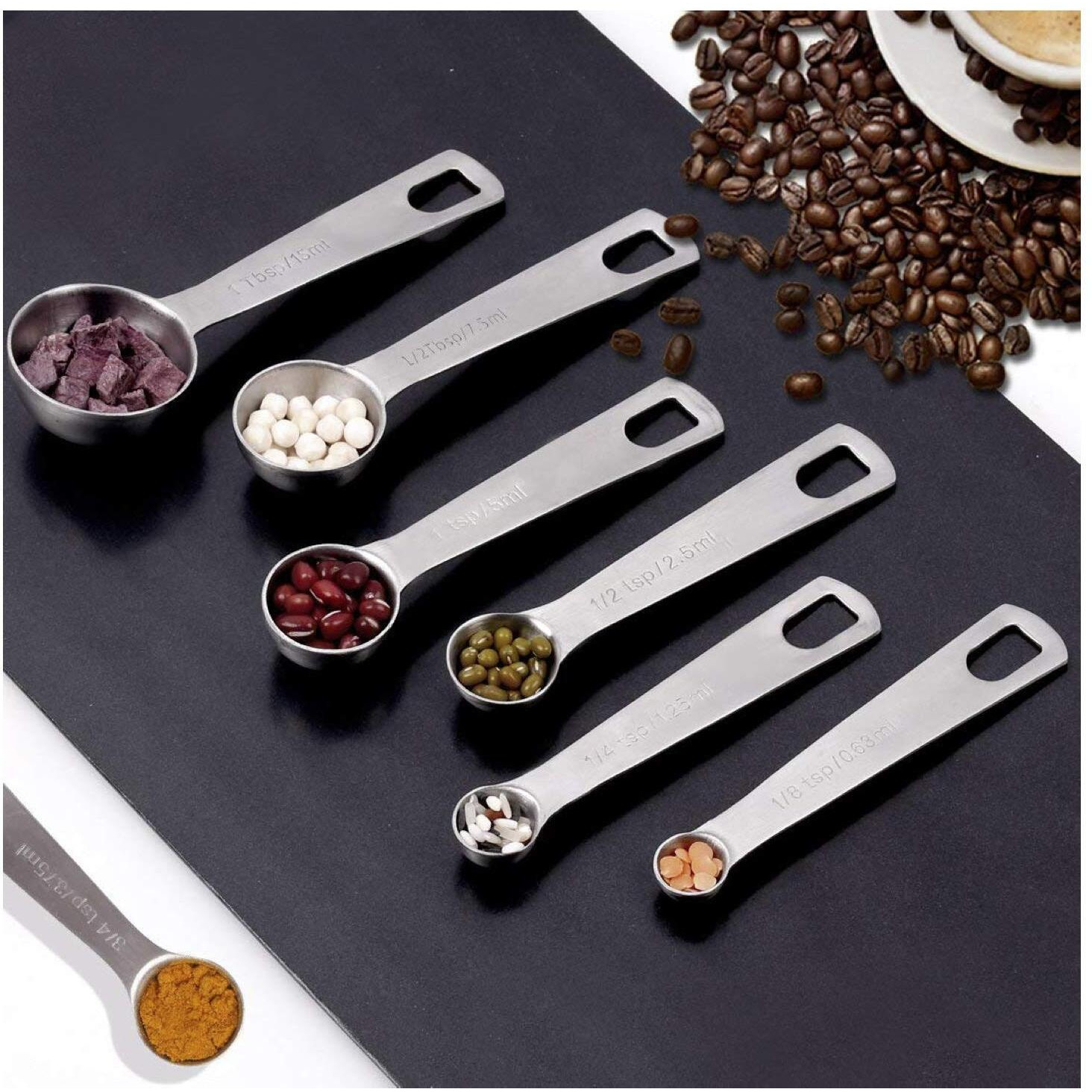 Homepixi Premium Stainless Steel Measuring Spoon Set (Set of 7), Premium Heavy Duty Metal Stainless Steel Measuring Spoons Set for Cooking and Baking