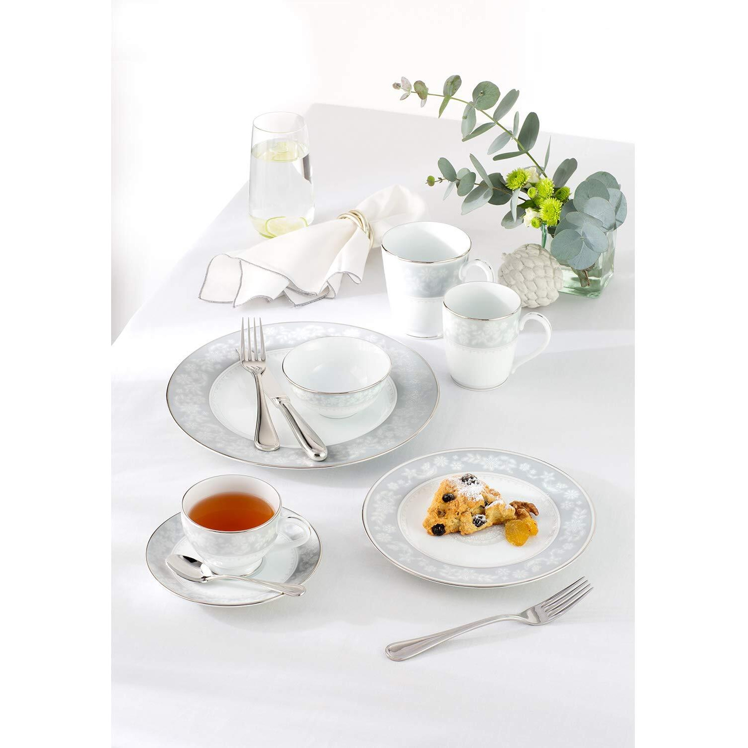 Noritake Japan-Porcelain Tea And Coffee Mug Set Of 6-Kitchen&Dining Luxury Gold Tableware White Tea Mug Cup Set-Winter Sonata Hearth Collection Coffee Tea Set,295 ML