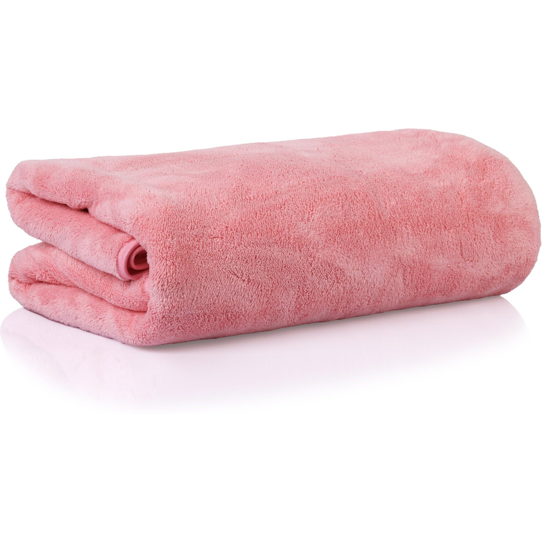 Glivary Microfiber Towels for Bath-Soft Towel with Hook Quick Dry Super Absorbent-Bath Towel for Men and Women(70 x 140 cm) (Green/Pink)