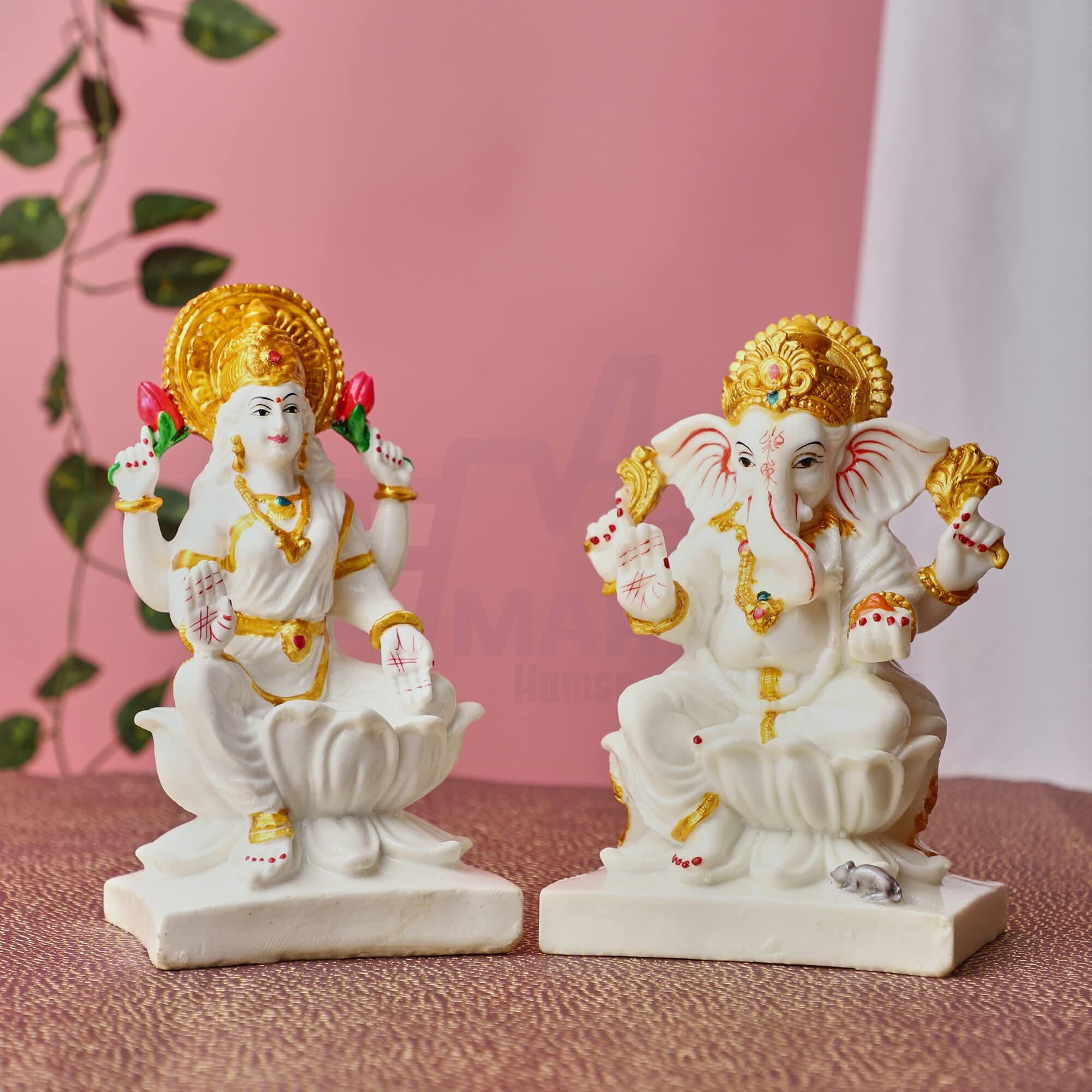 APNIMARKET Marble Laxmi Ganesh Statue Laxmi-Ganesh Idols for Home Office Dcor Ganesh Laxmi Marble showpiece Gift for Birthday Wedding Festivals 7 White Laxmi Ganesh ki Stone murti