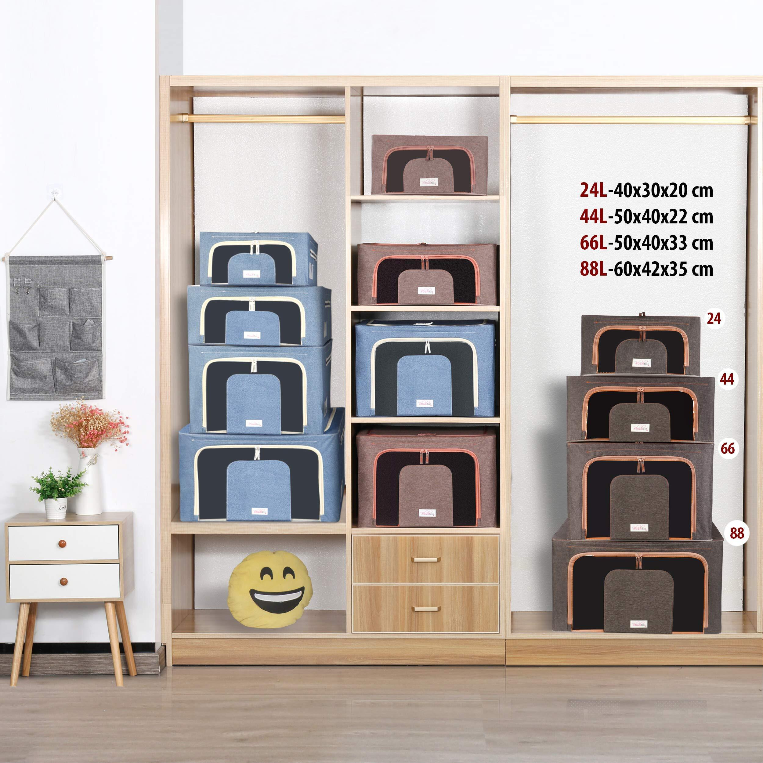 BlushBees Living Box - 600D Oxford Fabric Cloth Storage Bags, Wardrobe Organizer - 24 Litre, Pack of 2, Espresso Brown