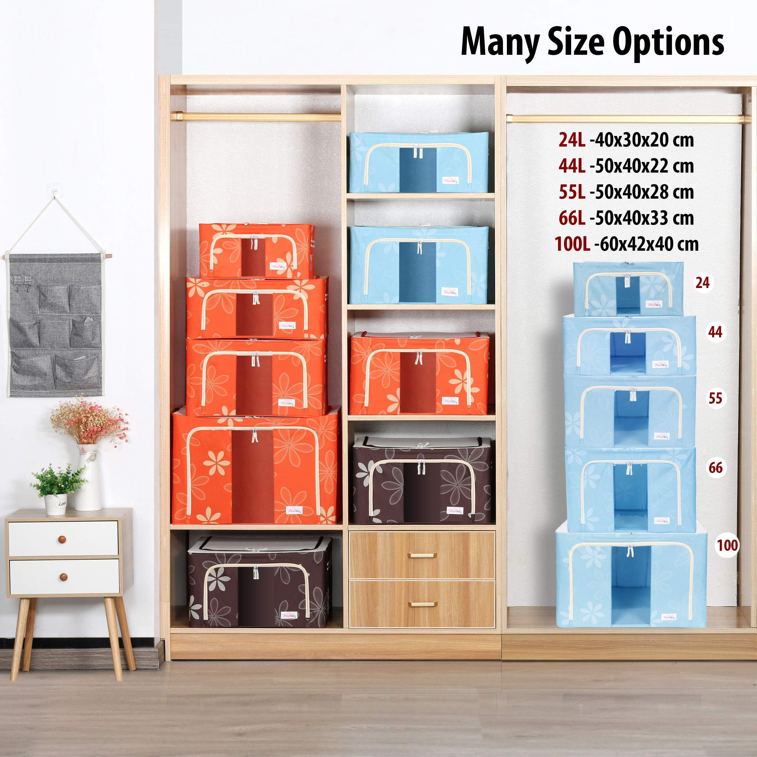 BlushBees Living Box - Wardrobe Organizer, Storage Boxes for Clothes with Zip - 66 Litre, Pack of 1, Blue, Oxford fabric