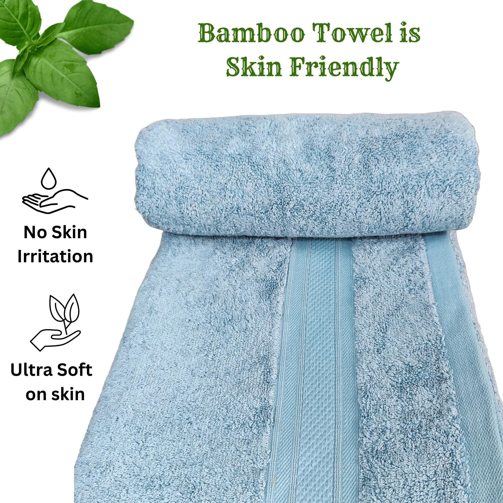 HIGHVAT Bamboo Bath Towels | 600 GSM | Towel for Men, Women | Luxury Soft, Ultra Absorbent, Odour Free, Anti Microbial, Eco Friendly | 75 X 150 cm | Turquoise