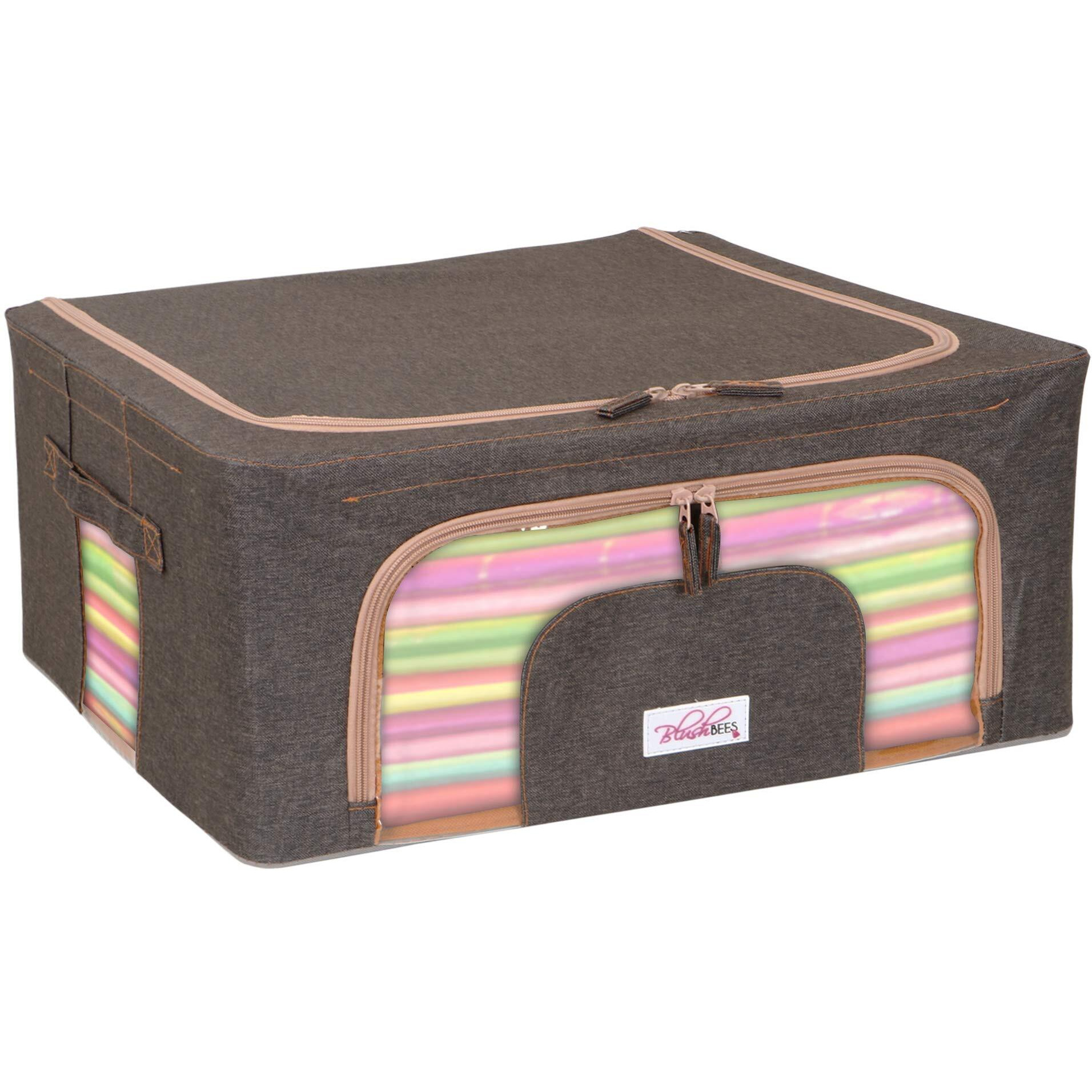 BlushBees Fabric Living Box - Storage Boxes for Clothes, Saree Cover Bags - 44 L ( Espresso Brown)