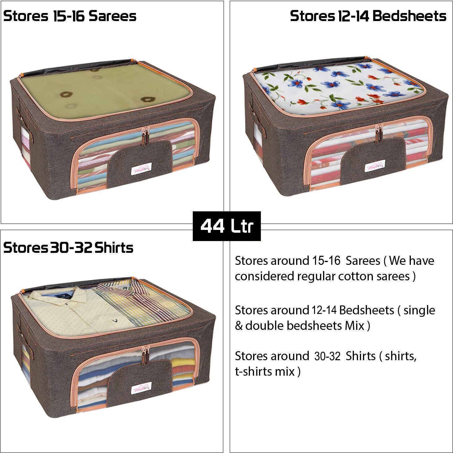 BlushBees Fabric Living Box - Storage Boxes for Clothes, Saree Cover Bags - 44 L ( Espresso Brown)