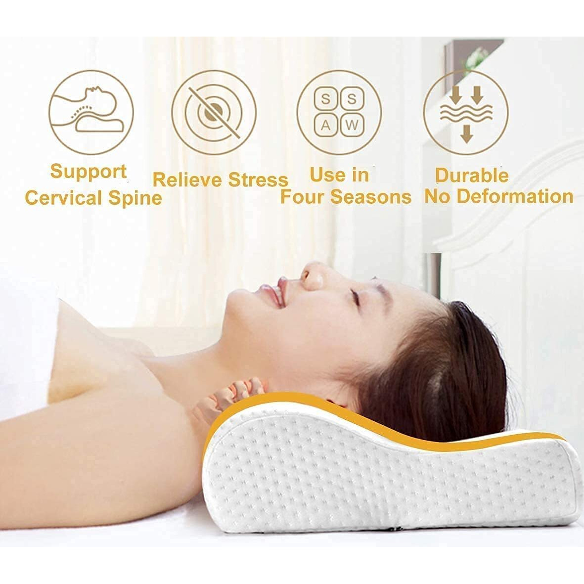 Orthopedic Cervical Pillow for Neck and Shoulder Pain Relief Ergonomic Memory Foam Pillows for Sleeping Ideal for Chronic Neck Pain & Spinal Alignment Spondylitis & Contour Pillow (Design 1)