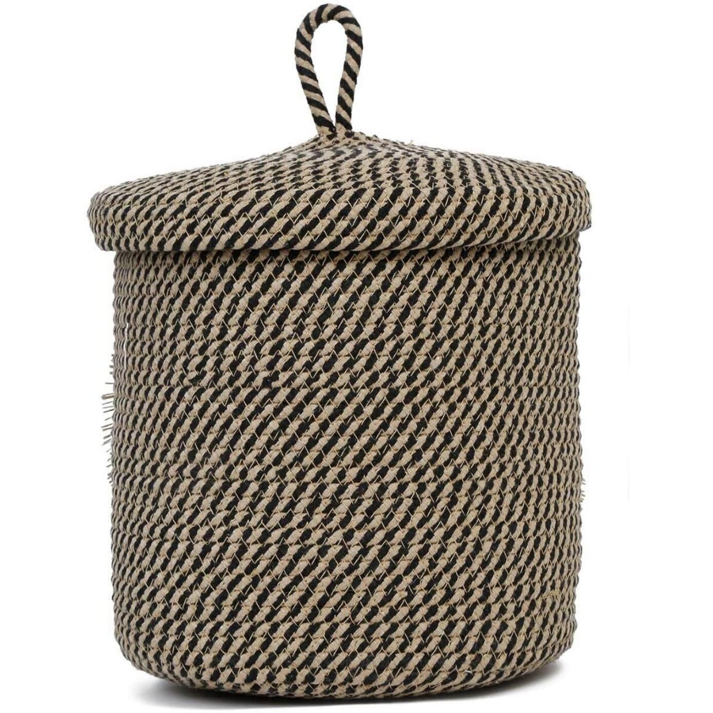 DOLCE CASA Kids Lid Basket With Beautiful Characters - Rope Storage Basket For Baby Diaper, Stuffed Animal Storage Bin Rope Basket For Kids Toy, Baby Laundry Baskets with Lid. (Lion 1)