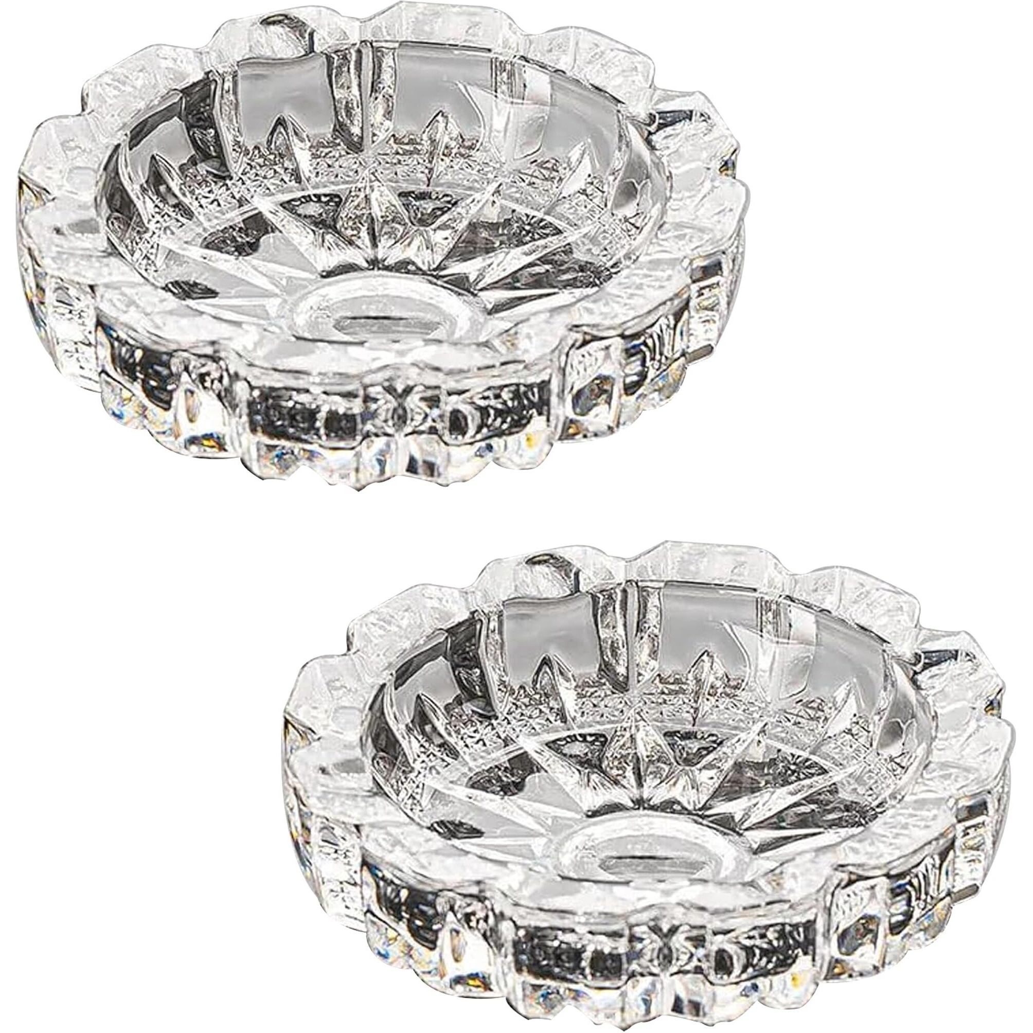 VOIDROP SET OF 2 Round Heavy Glass Crystal Ashtray For Indoor, Ash Tray For Smoking For Home, Ashtray For Cigarette Stylish, Car Ashtray, New Glass Ashtray, HomeDcor Astray For Office HomeAshtray