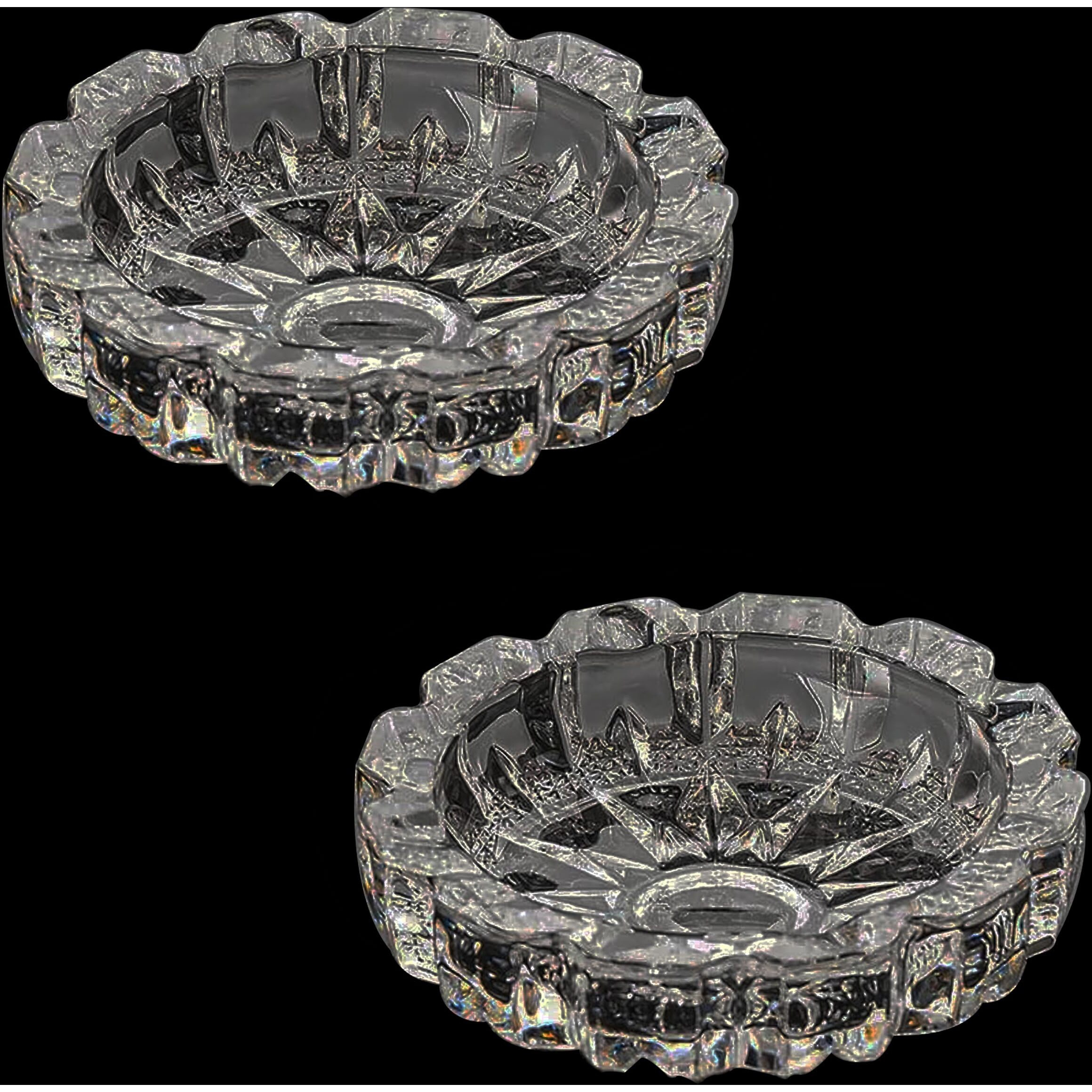 VOIDROP SET OF 2 Round Heavy Glass Crystal Ashtray For Indoor, Ash Tray For Smoking For Home, Ashtray For Cigarette Stylish, Car Ashtray, New Glass Ashtray, HomeDcor Astray For Office HomeAshtray