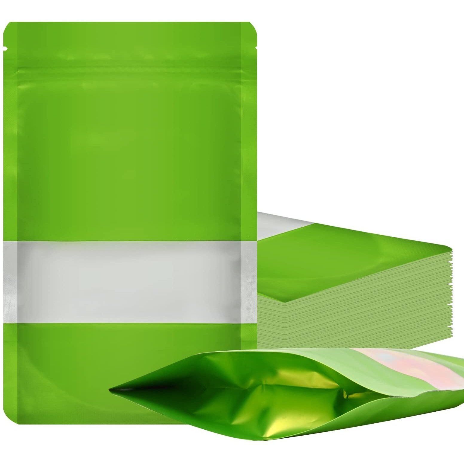 TRUE SHOP FOOD GRADE REUSABLE STORAGE STANDUP POUCHES ECO FRIENDLY WITH SELF-SEALING ZIPPER COLOR GREEN CAPACITY 500 GRAM (6INCHX9INCH) OR(16CMX24CM) (PACK OF 50)