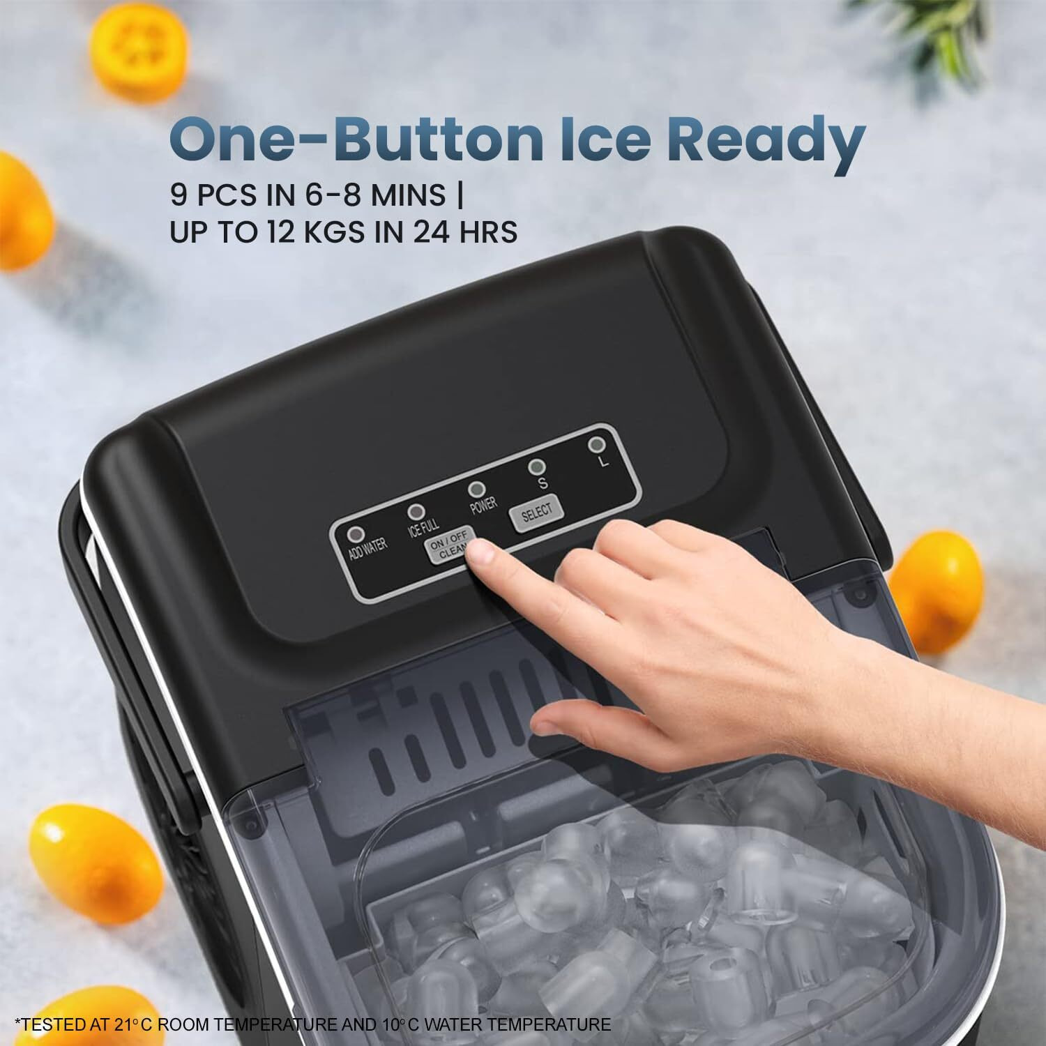 Kilig H01W Countertop Ice Maker Machine | 9 Bullet Ice in 6 Mins | Portable Ice Maker Machine with Self-Cleaning | Kilig Ice Maker for Home/Kitchen/Office/Party - White