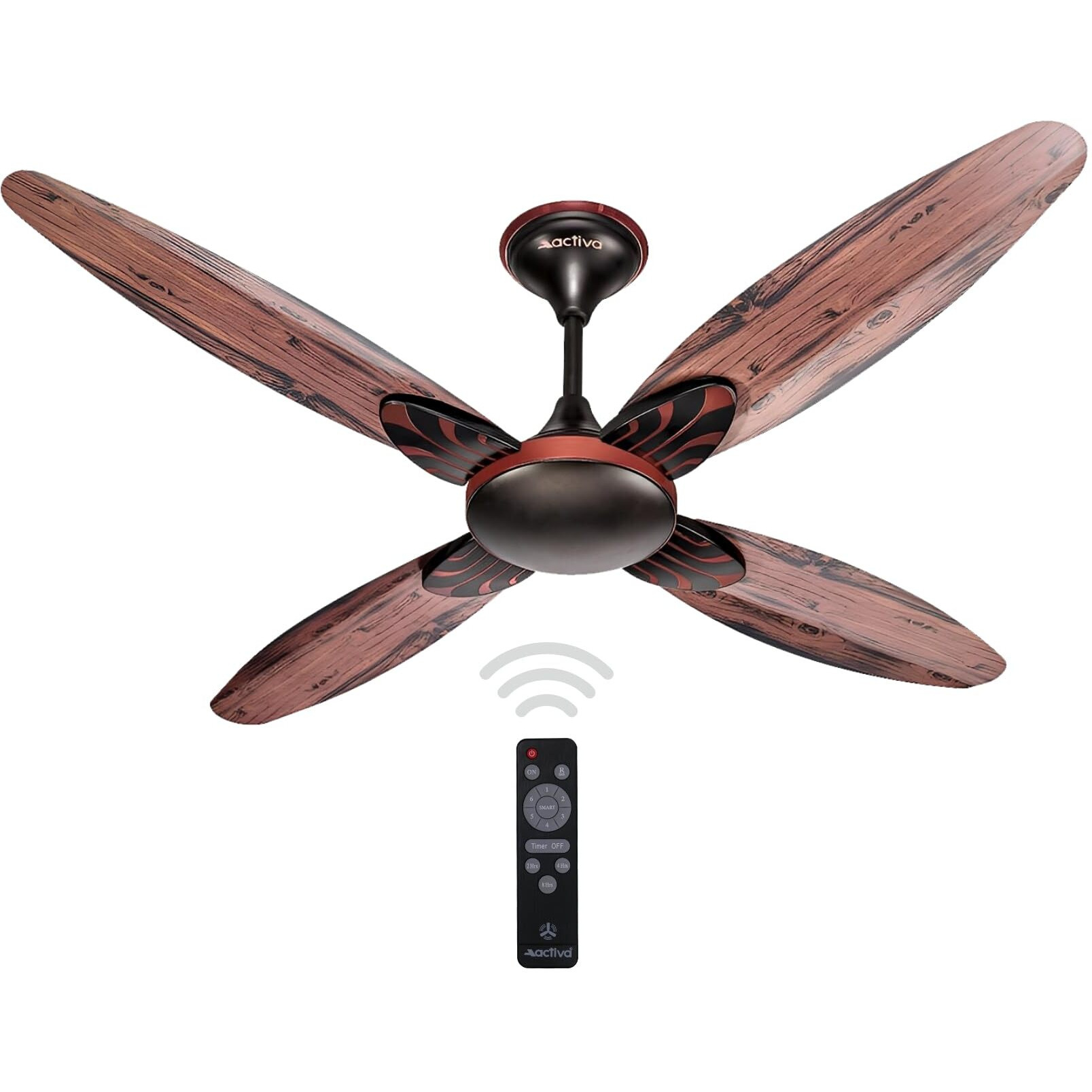 ACTIVA Premium Series Lotus 1200 MM Noiseless 380 RPM High Speed BLDC Motor (28 Watts) with Remote control Wood Ceiling Fan With Wooden Finish come with 5 Years Warrant (SmokeWood)
