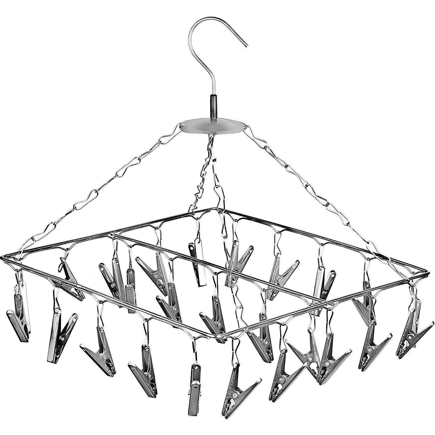 Konquer TimeS 25 Clips Stainless Steel Square Cloth Dryer/Clothes Drying Stand/Hanger with Clips | Baby Cloth Hanger