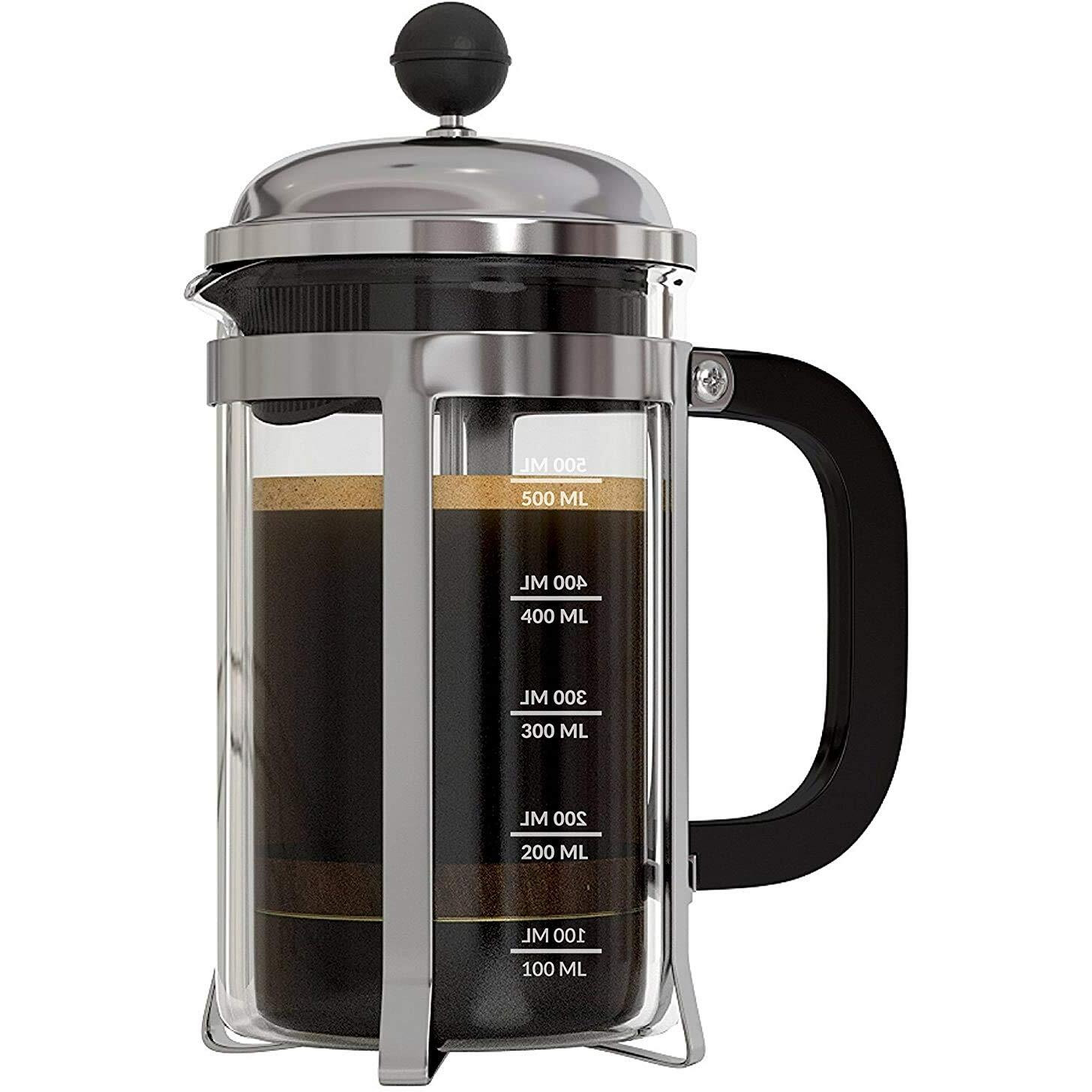 InstaCuppa French Press Coffee Maker with 4 Part Superior Filtration 350 ML, Stainless Steel