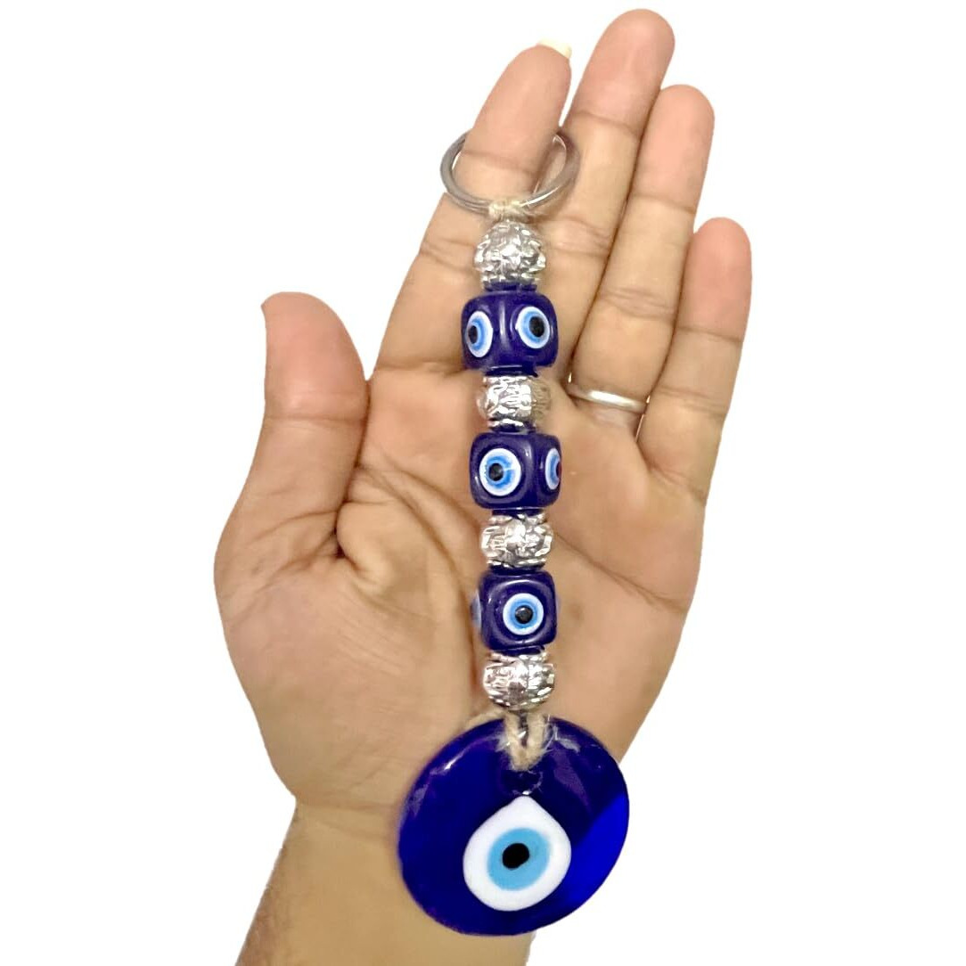 DT DECTONE Metal Blue Turkish Evil Eye Nazar Battu Hanging For Car, Home & Office Protection From Negative Energy Good Luch Charm And Prosperity