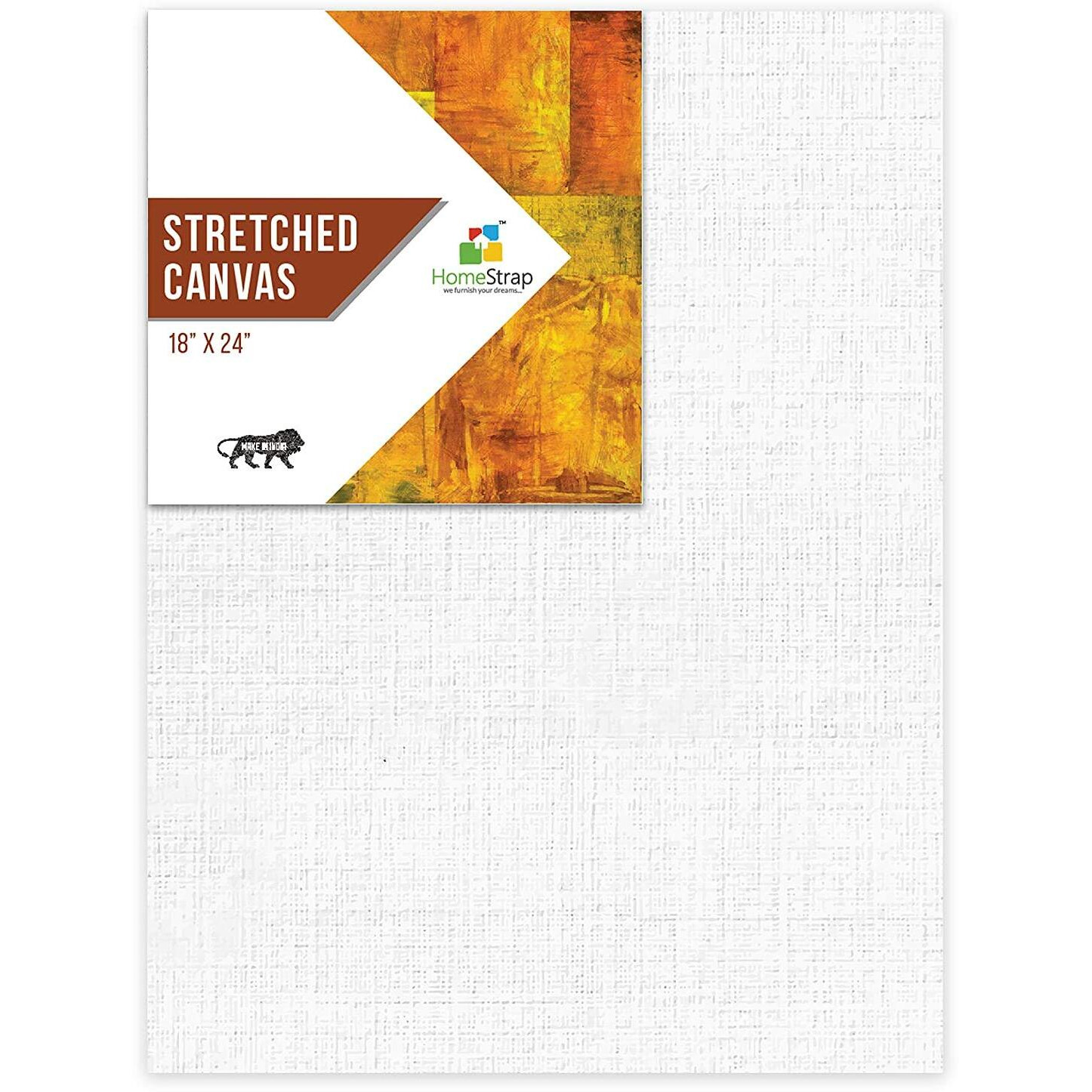 Homestrap Primed Cotton Pre Stretched Canvas with Wooden Frame White, 18 x 24 Inch (Pack of 2)