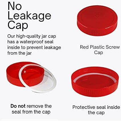 Vency Piramal Glass Round Shape Clear Jars and Containers for Kitchen Pantry, Snacks, Masala, Pickles, Dry Fruits, and Coffee Beans Storage with Red Color Plastic Lid (Aahar Jar) (500ml, Set Of 8)