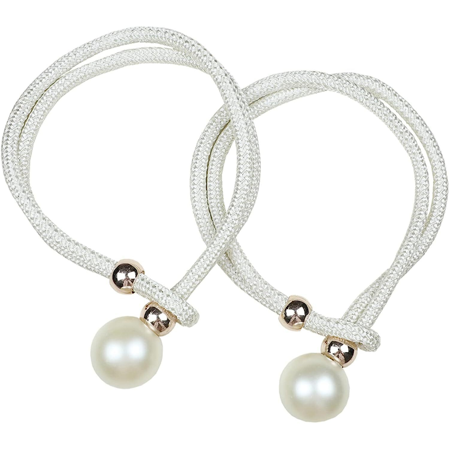 Home Cloud Adjustable Length Braided Rope Indoor Home Decor Hanging Ball Curtain Tieback (Cream)