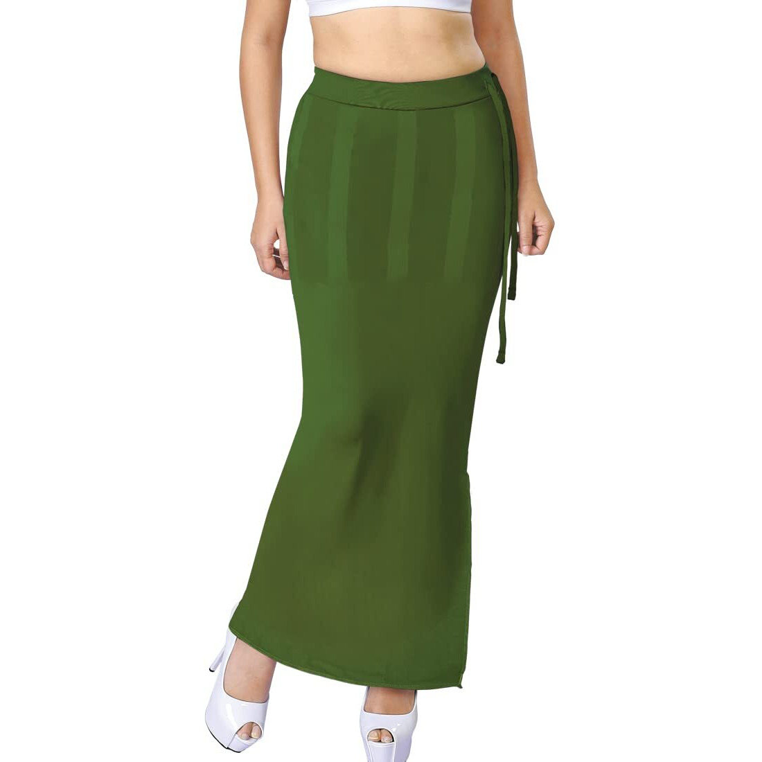 dermawear Women Blended Fabric Saree Shapewear Petticoat (Green, XX-Large)