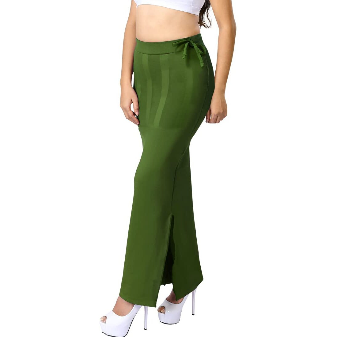 dermawear Women Blended Fabric Saree Shapewear Petticoat (Green, XX-Large)