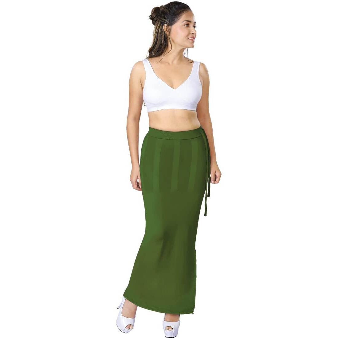 dermawear Women Blended Fabric Saree Shapewear Petticoat (Green, XX-Large)