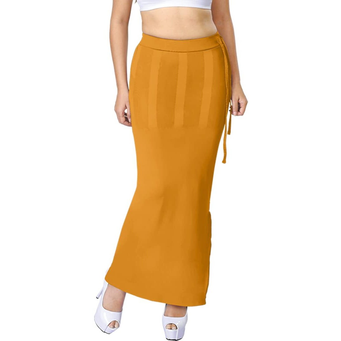 dermawear Women Blended Fabric Saree Shapewear Petticoat (Mustard 5XL)
