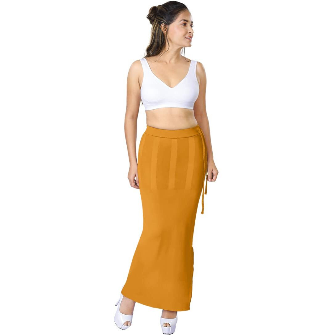 dermawear Women Blended Fabric Saree Shapewear Petticoat (Mustard 5XL)