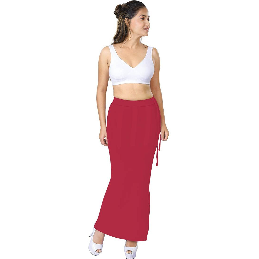 dermawear Women Blended Fabric Saree Shapewear Petticoat (Red, XL)