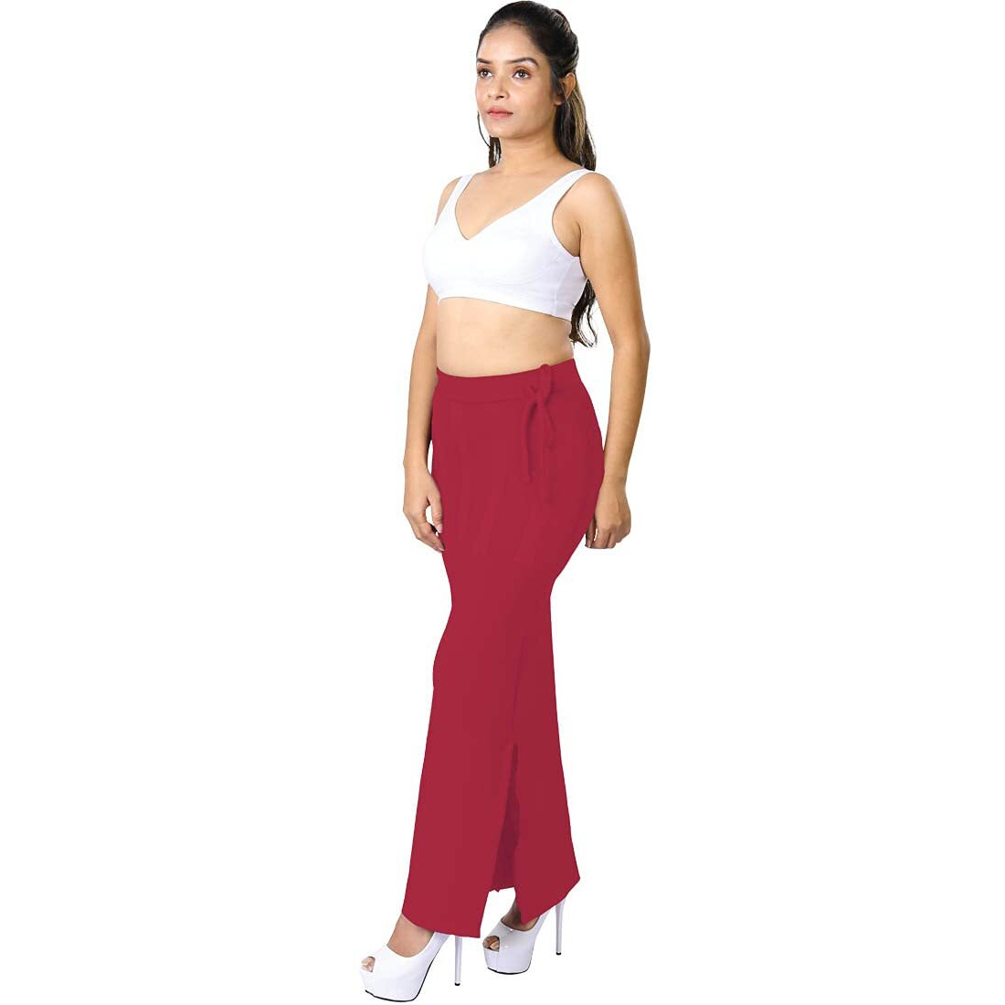 dermawear Women Blended Fabric Saree Shapewear Petticoat (Red, XL)