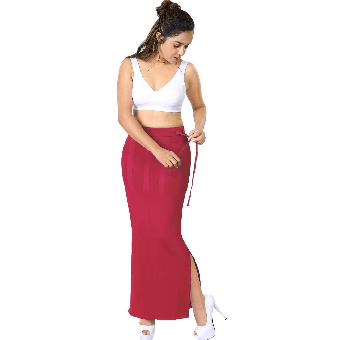dermawear Women Blended Fabric Saree Shapewear Petticoat (Red, XL)