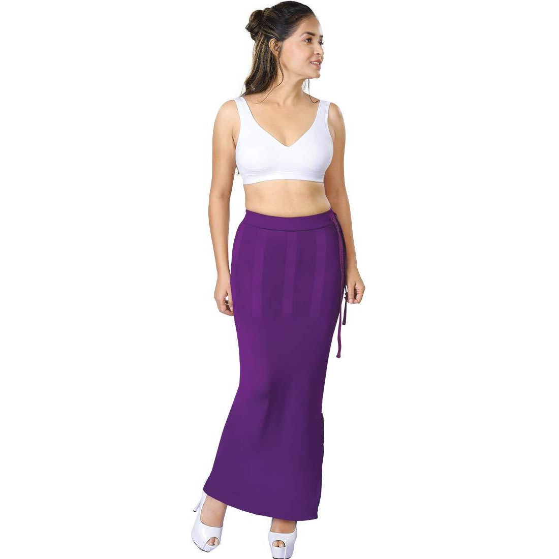 dermawear Women Blended Fabric Saree Shapewear Petticoat (Purple Large)
