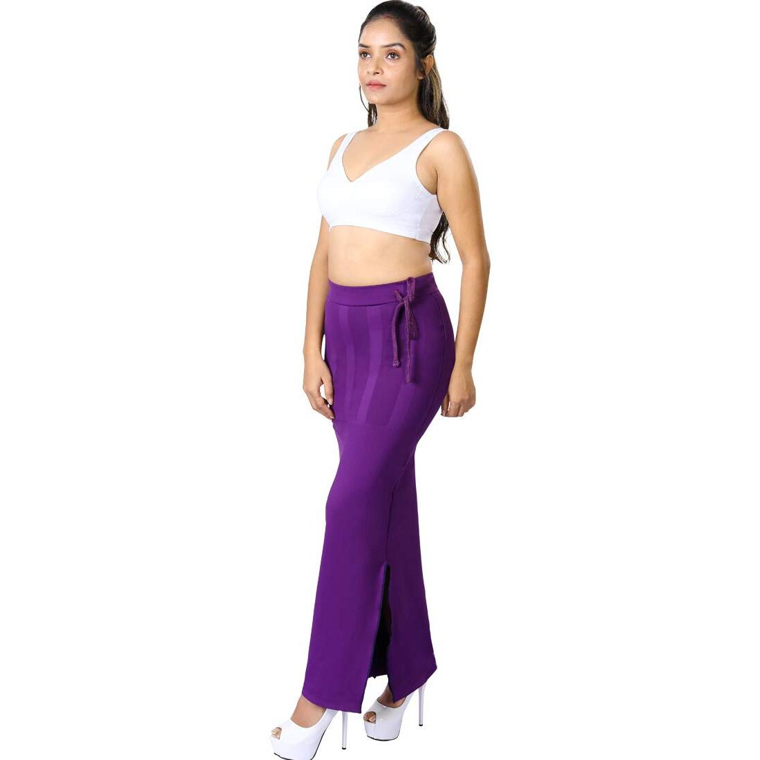 dermawear Women Blended Fabric Saree Shapewear Petticoat (Purple Large)
