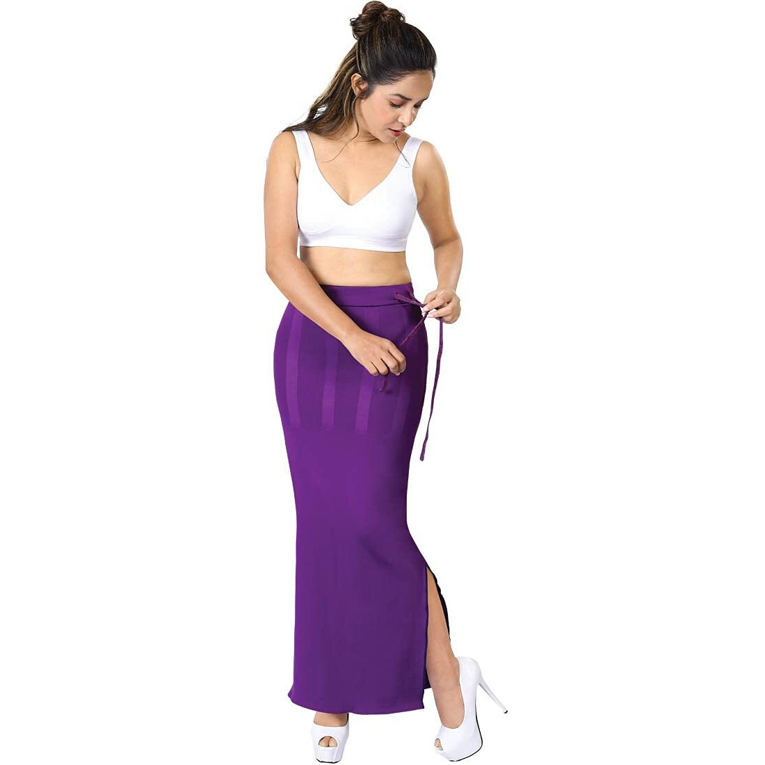 dermawear Women Blended Fabric Saree Shapewear Petticoat (Purple Large)