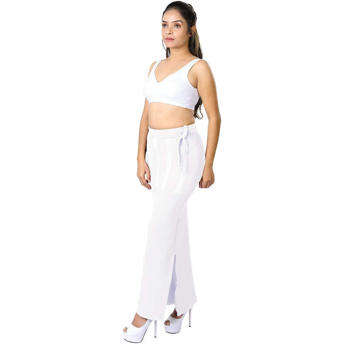 dermawear Women Blended Fabric Saree Shapewear Petticoat (White, X-Large)