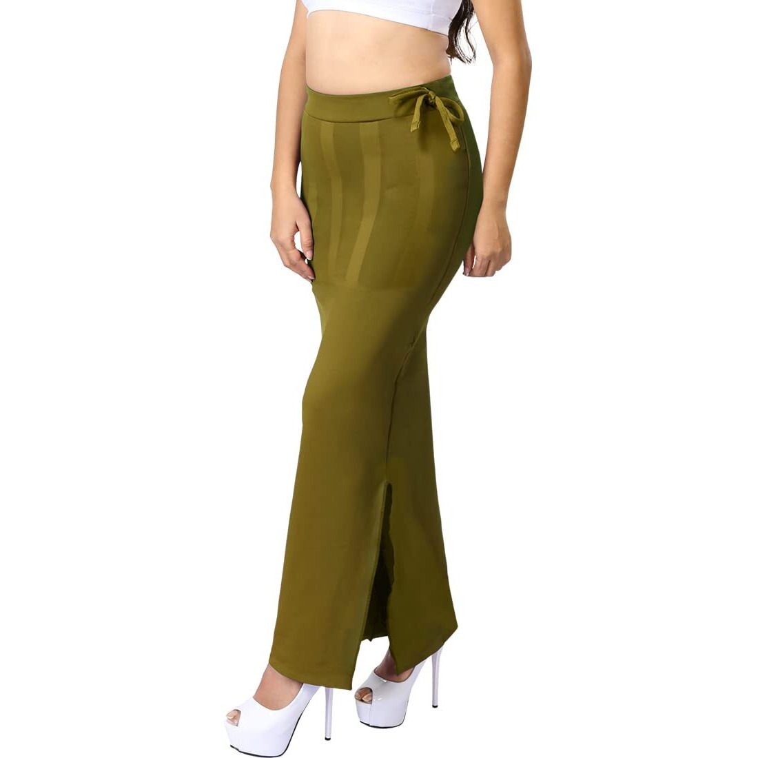 dermawear Women Blended Fabric Saree Shapewear Petticoat (Olive Green, XX-Large)